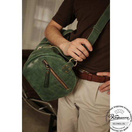  Кожаная сумка "Тайлер" (глянец черный)